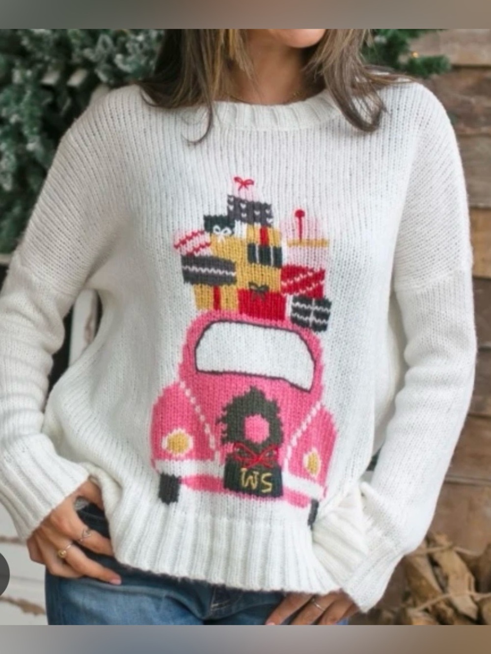 Wooden Ships Wonderful Christmas Crew Sweater mohair blend Volkswagen gifts XS